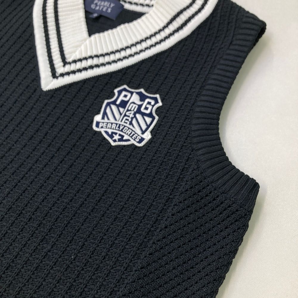 サイズ：0 PEARLY GATES パーリーゲイツ ニットベスト ワッペン