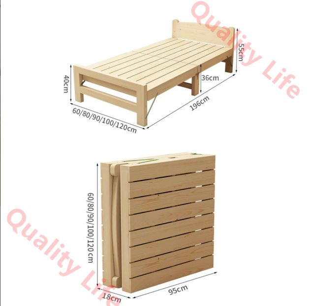 2つ折り 折りたたみベッド シングル すのこベッド シングル ベッドフレーム シングルベッド 木製 頑丈 通気性 耐久性 ベッド下収納 組み立ては不要です 木の色 60×196cm