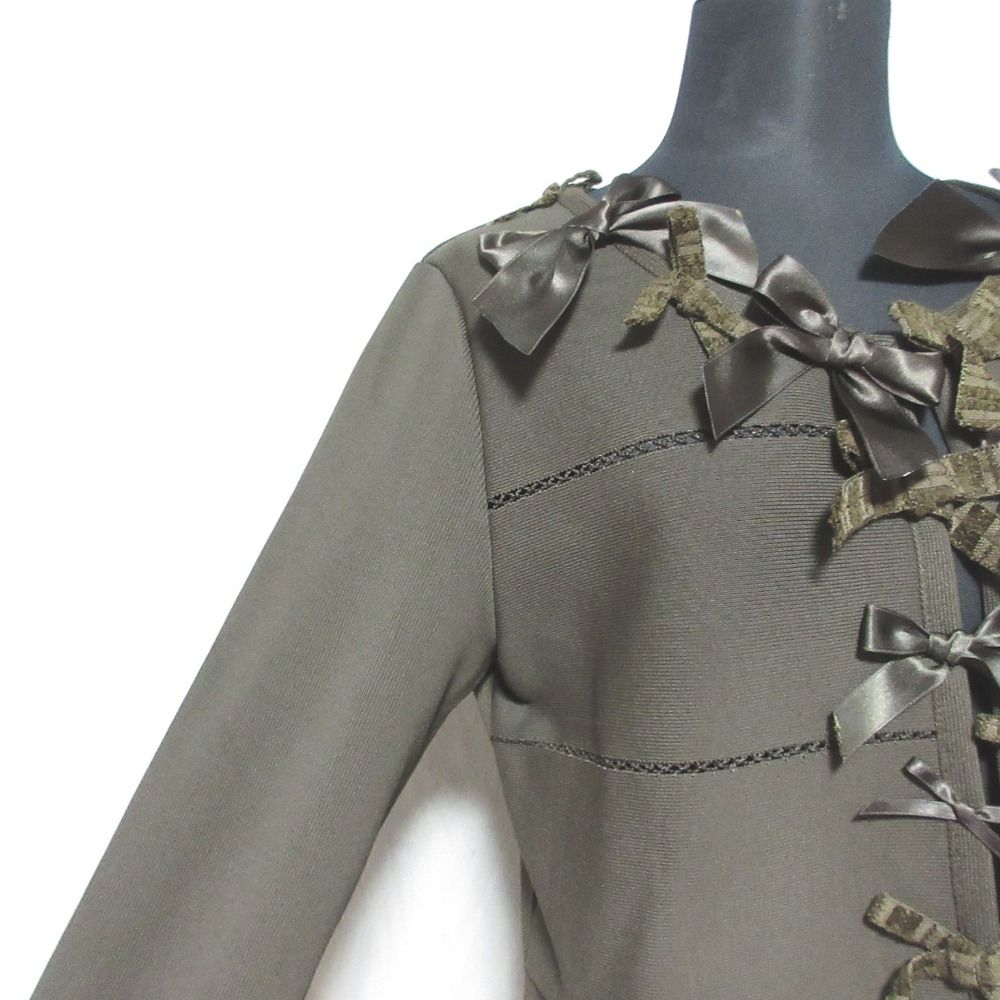 美品 Rene ルネ リボンデザイン カーディガン サイズ36 ブラウン レディース 古着 中古 美品 Rene ルネ リボンデザイン カーディガン サイズ36 ブラウン