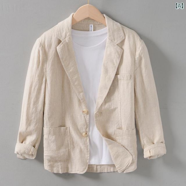 M メンズ ファッション 服 男性用 オシャレ シンプル 大人 かっこいい 大きいサイズ ストリート 紳士服 夏 リネン スーツ ビジネス カジュアル スーツ シングル スーツ 薄手 綿 リネン スーツ ジャケット