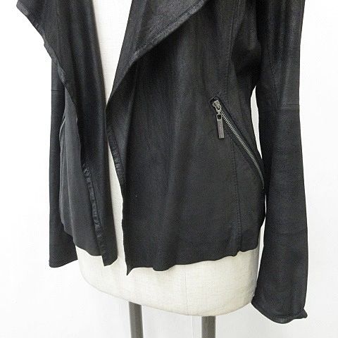マイケルマイケルコース Michael michael kors ジャケット レザージャケット 羽織 ドレープ 羊革 ラムレザー 黒 ブラック 4 SIROKUMA-CORPORATION_COM