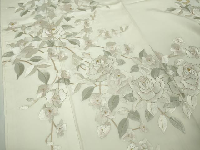 えちごやページ 平和屋本店□極上 訪問着 総手刺繍 駒刺繍 胡蝶蘭 薔薇 象牙