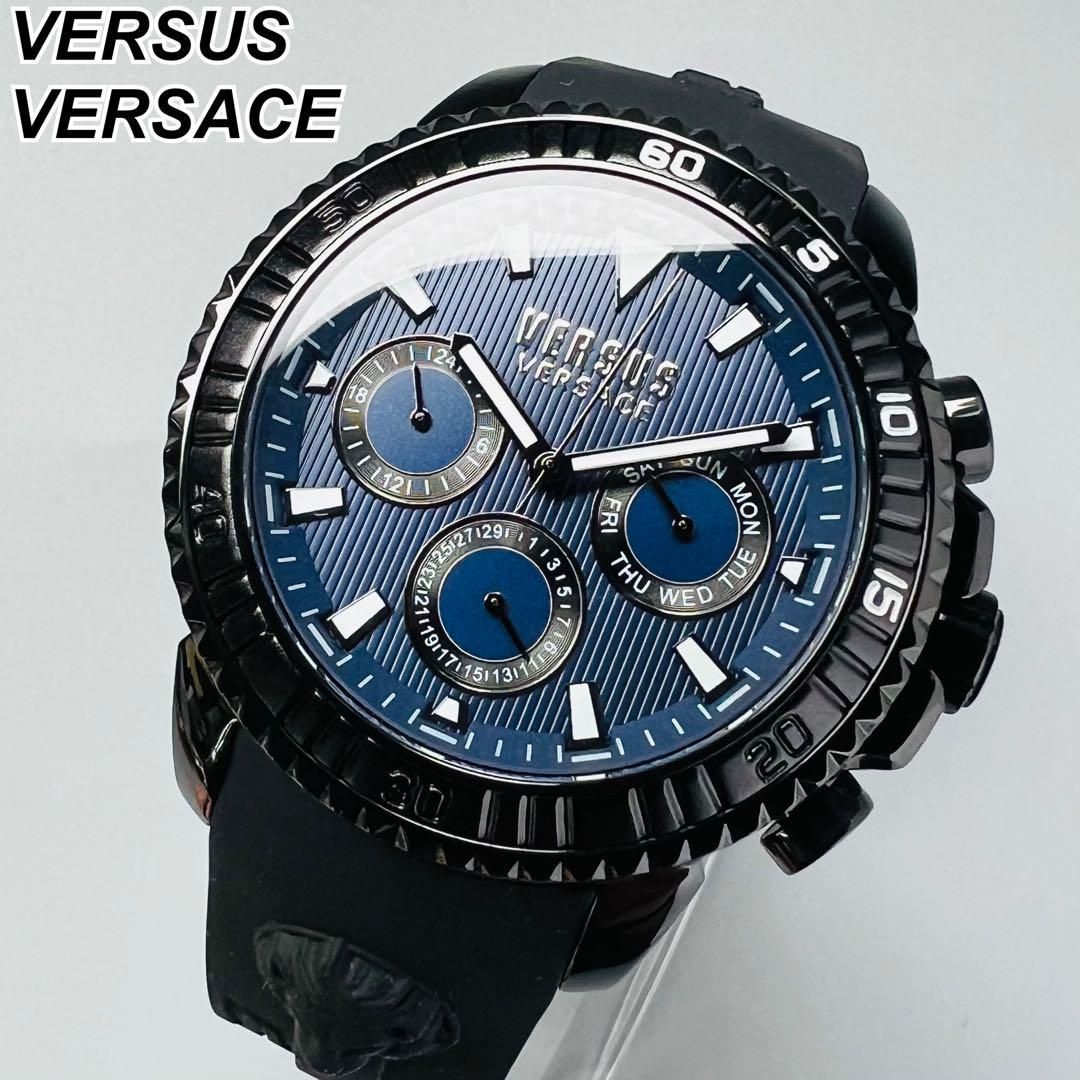 ブラック【新品】ヴェルサス/ヴェルサーチ メンズ 腕時計 ラバーベルト