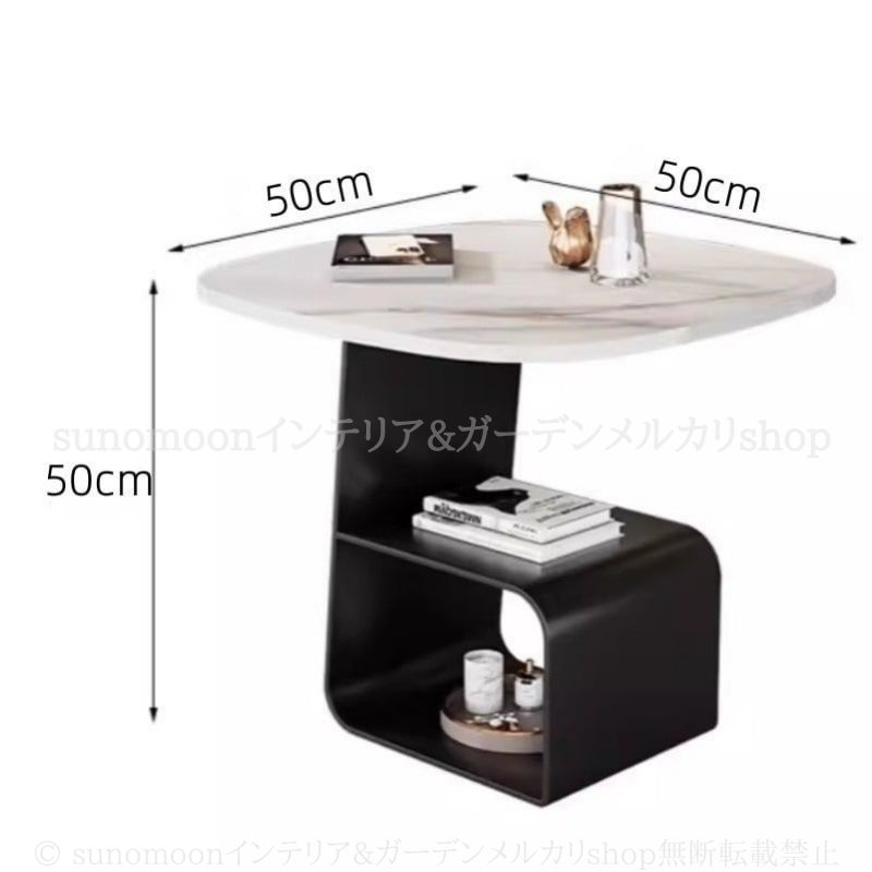 サイドテーブル 大理石調 スタイリッシュ 収納 おしゃれ かわいい ラグジュアリー インテリア 北欧 スクエア スリム コーヒーテーブル リビング ダイニング MARWIL-DEMENAGEMENTS_CH