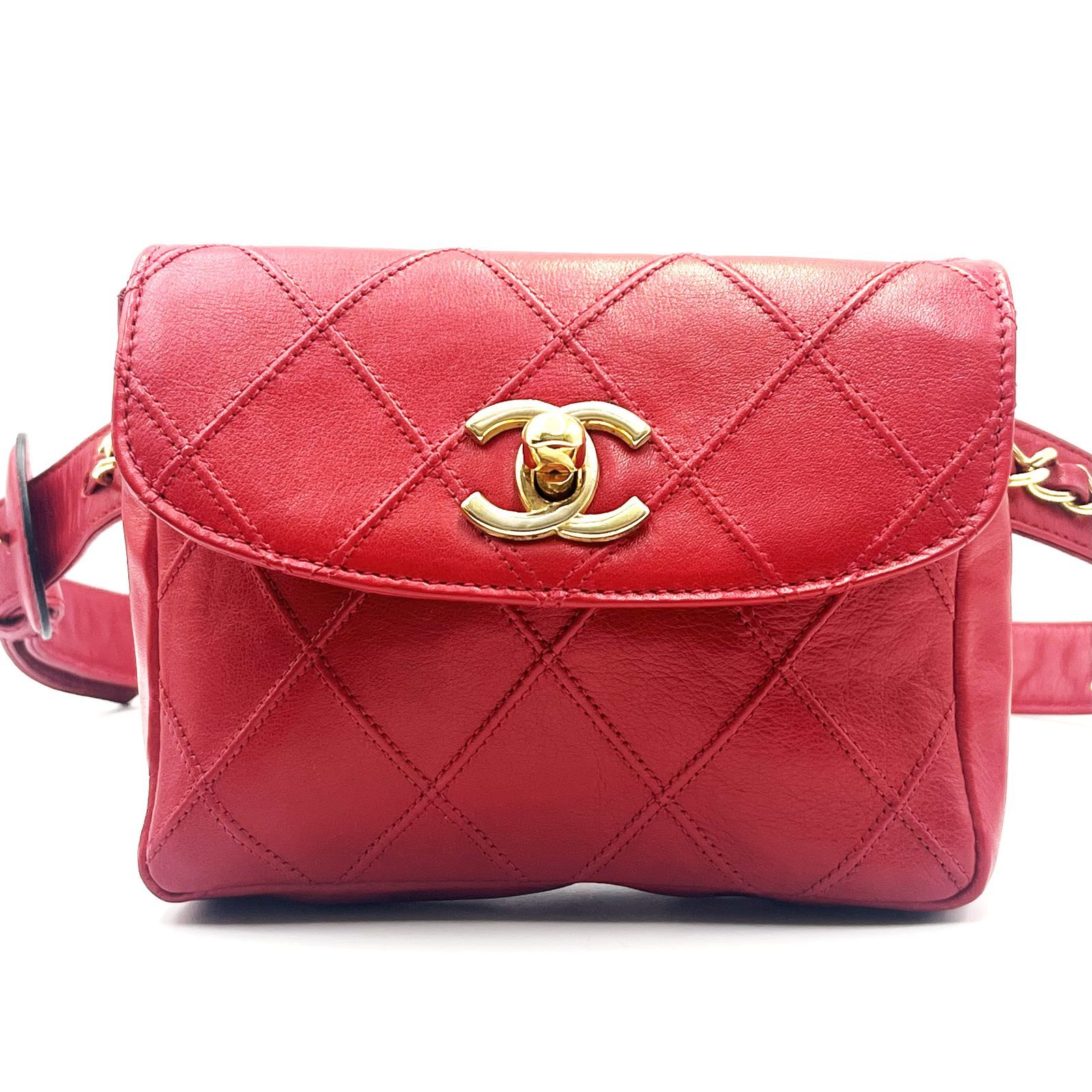 CHANEL シャネル ビコローレ ココマーク ウエストバッグ レッド