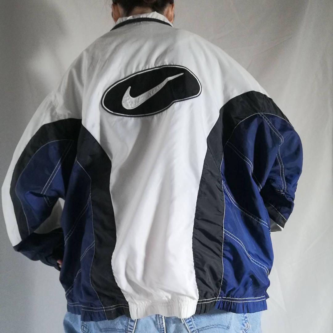 90年代 NIKE ナイキ ビッグスウッシュ ナイロンジャケット デザイン 古着 XL ヴィンテージ