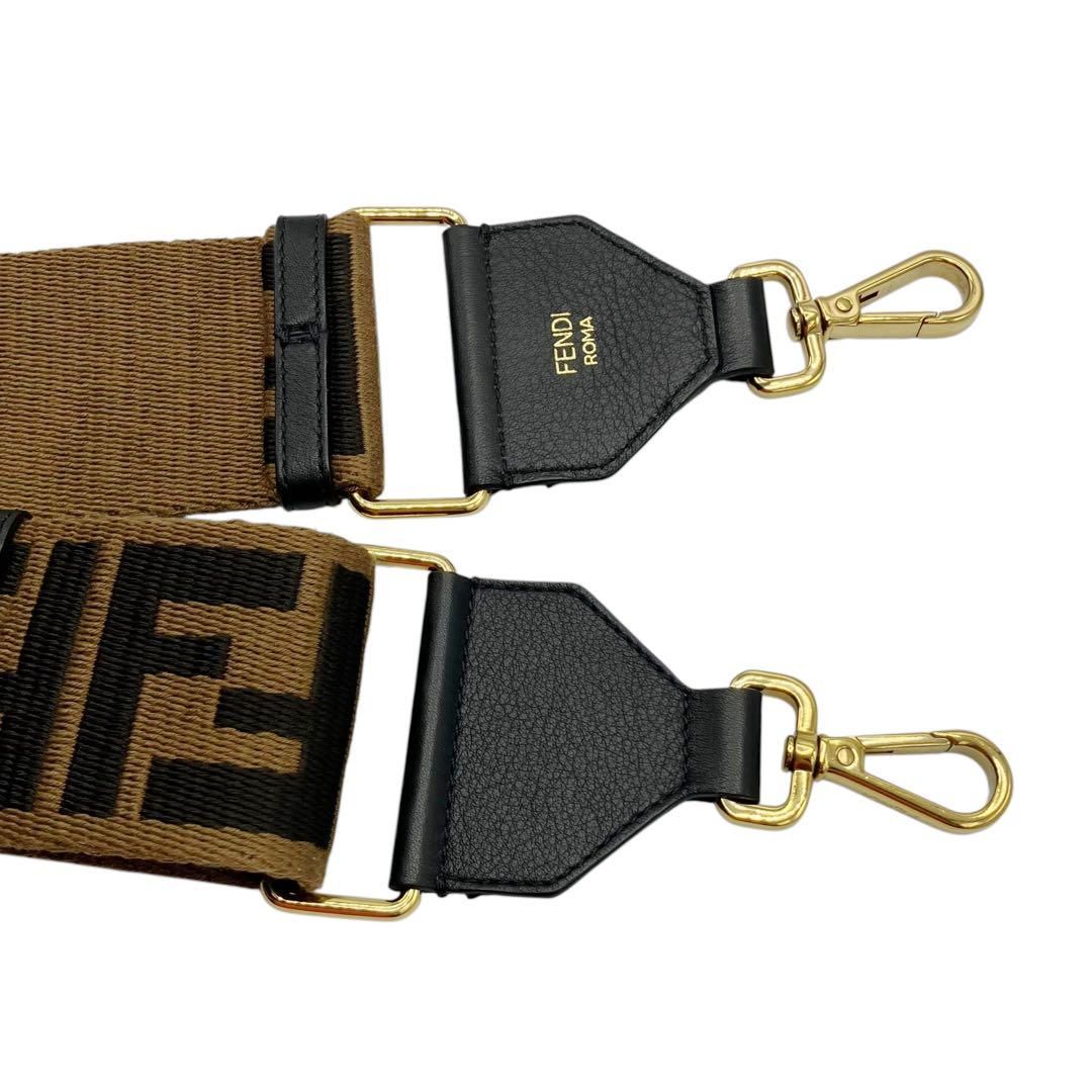 FENDIフェンディ ショルダーストラップ キャンバス×レザー ズッカ柄