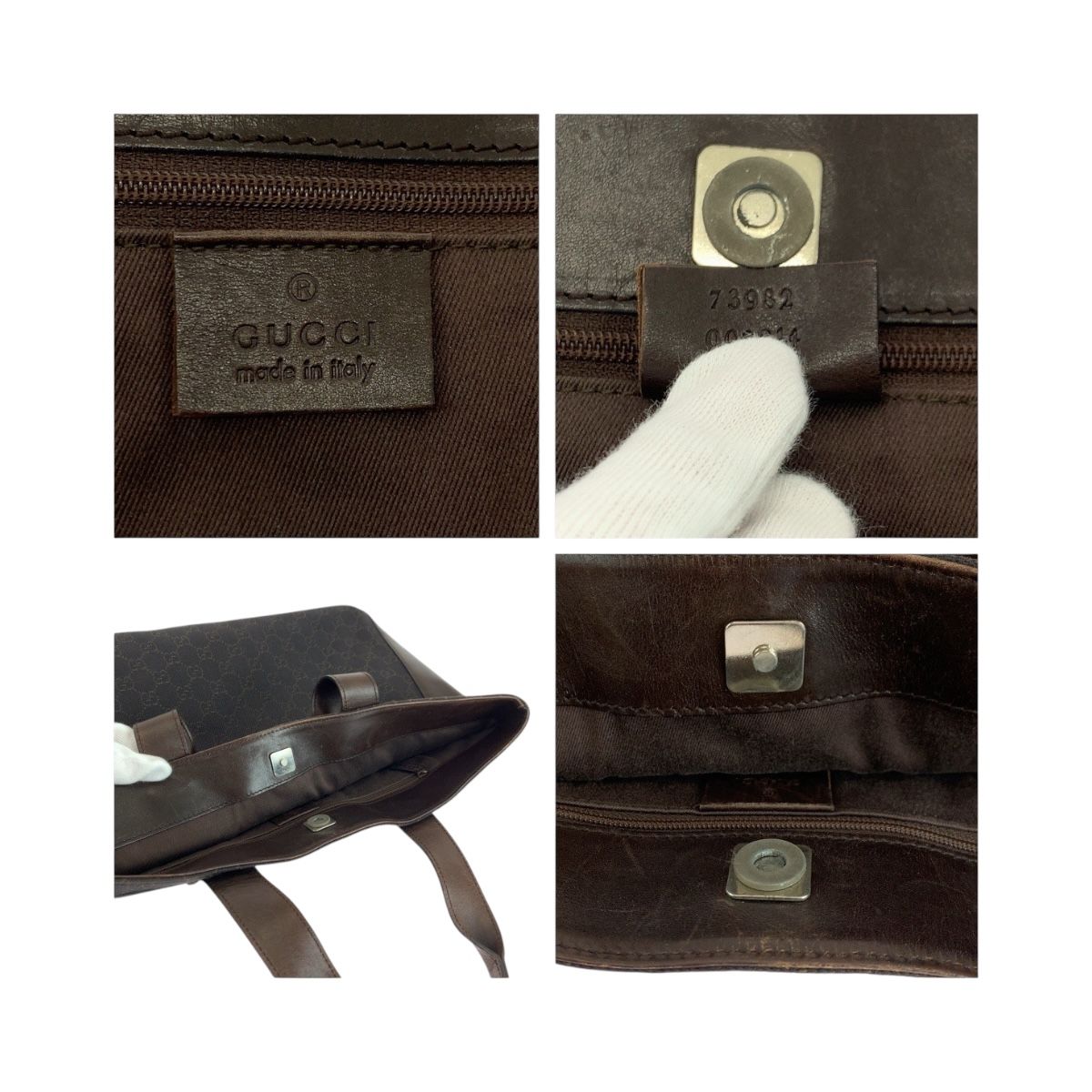 美品 GUCCI グッチ ダークブラウン シルバー金具 GGキャンバス 美品 GUCCI グッチ ダークブラウン シルバー金具 GGキャンバス