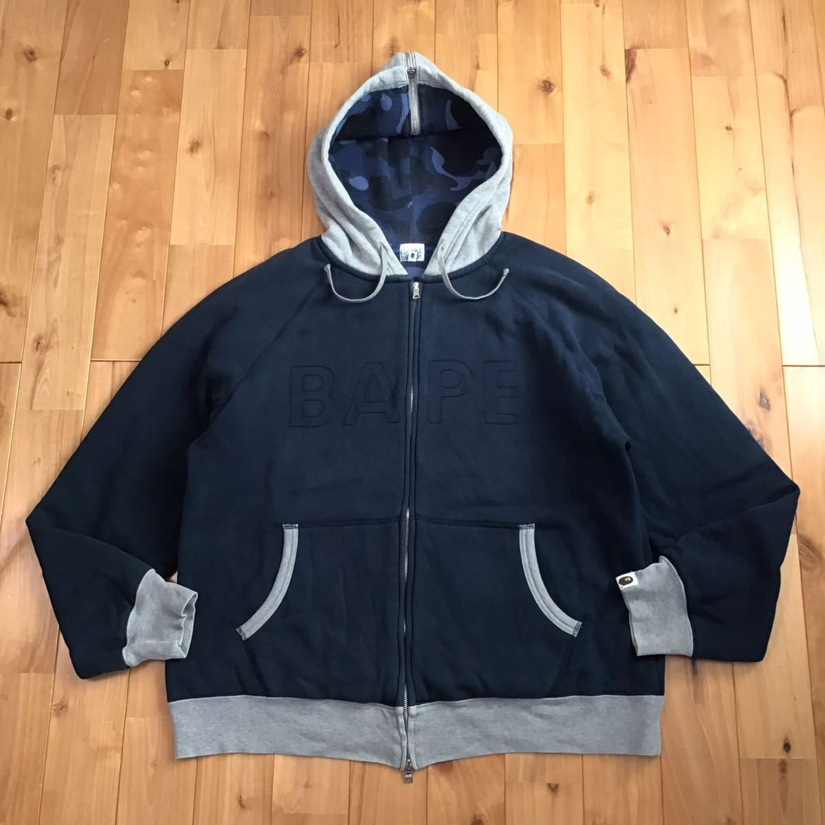 BAPE logo ジップ パーカー Lサイズ a bathing ape zip hoodie エイプ 