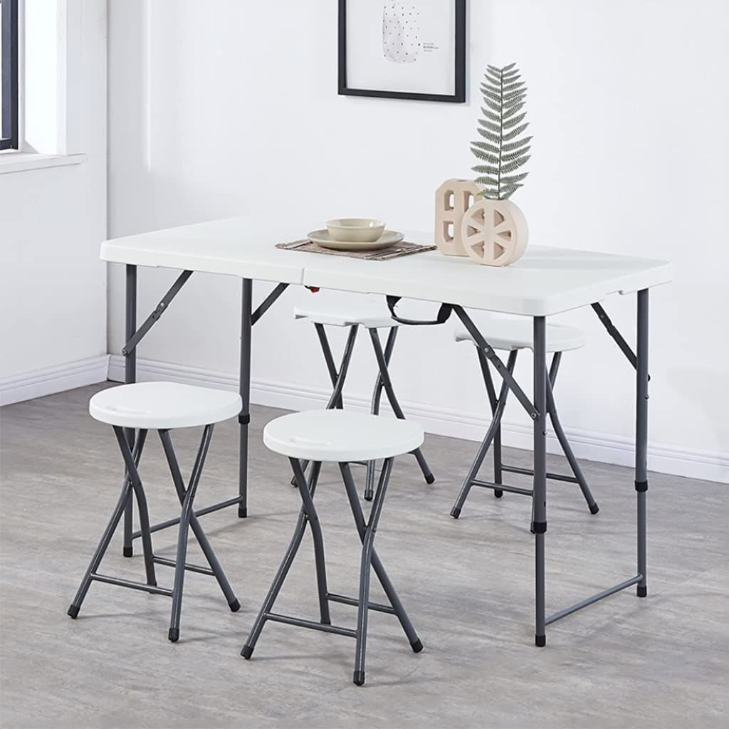 数量 ダイニングテーブル 作業テーブル ポータブルテーブル 2段階高さ調整 幅122cm 折りたたみテーブル 耐荷重100kg ホワイト