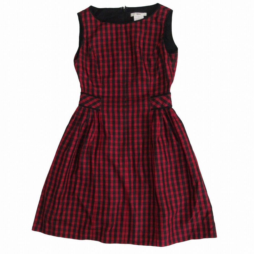 美品　Rene　ルネ　ノースリーブワンピース　ギンガムチェック　ビジュー付　36 美品 Rene ルネ ノースリーブワンピース ギンガムチェック
