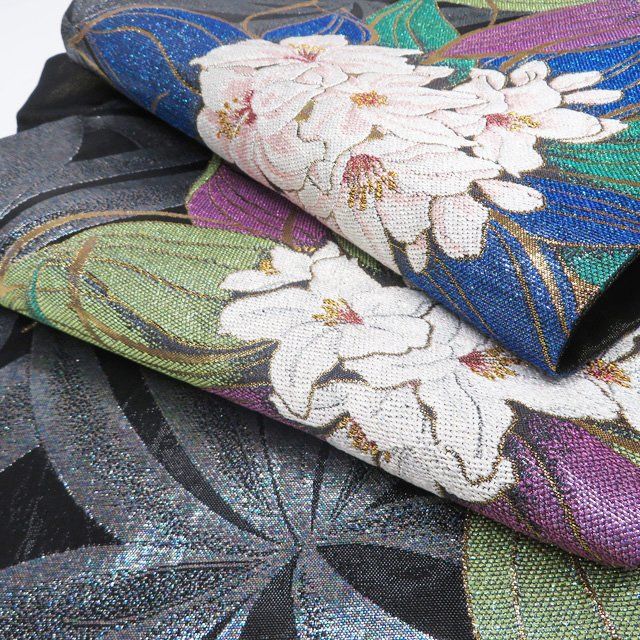 袋帯 中古 リサイクル 正絹 フォーマル 仕立て上がり 六通 花の図 箔糸  