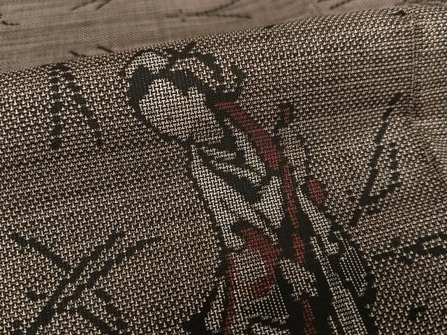 平和屋着物○本場大島紬 泥染め カタス9マルキ 女人文 敷松葉 正絹