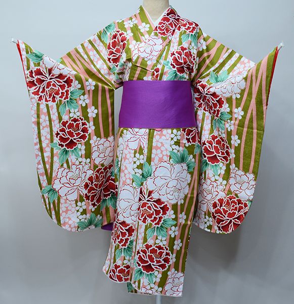 二尺袖 着物 単品 仕立て上がり H・L 小紋柄 百花繚乱 ショート丈 白地 二尺袖 着物 単品 仕立て上がり H・L 小紋柄 百花繚乱 ショート丈 白地