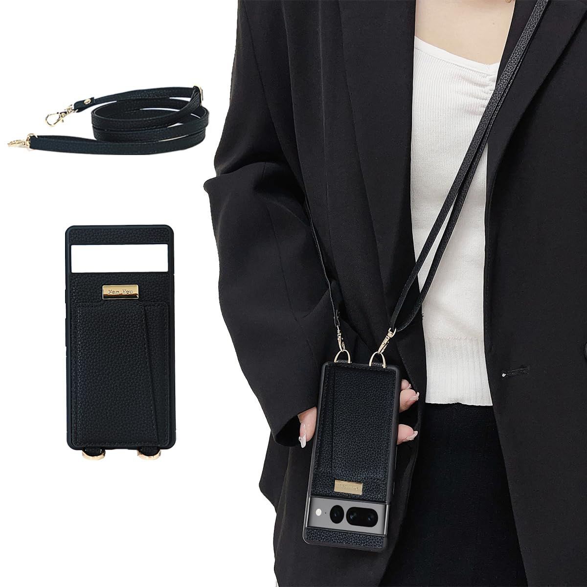 【数量限定】人気 携帯カバー 背面鏡付き マグネット 女性 自吸式開閉 上品 内蔵 カバー カードポケット 7a Google スタンド機能 Google 保護 リストバンド 斜めショルダーストラップ付き（長さ