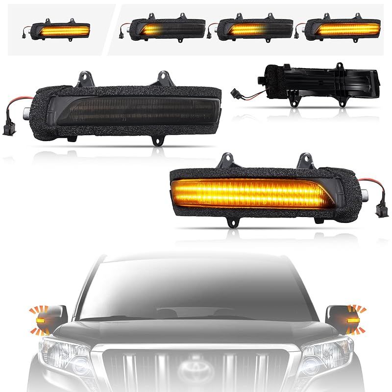 在庫セール POPMOTORZランドクルーザー 200系 流れるウインカー LEDドアミラーシーケンシャル ウィンカーURJ202W 車検対応 全点滅切替 スイッチ付き スモークレンズ 0