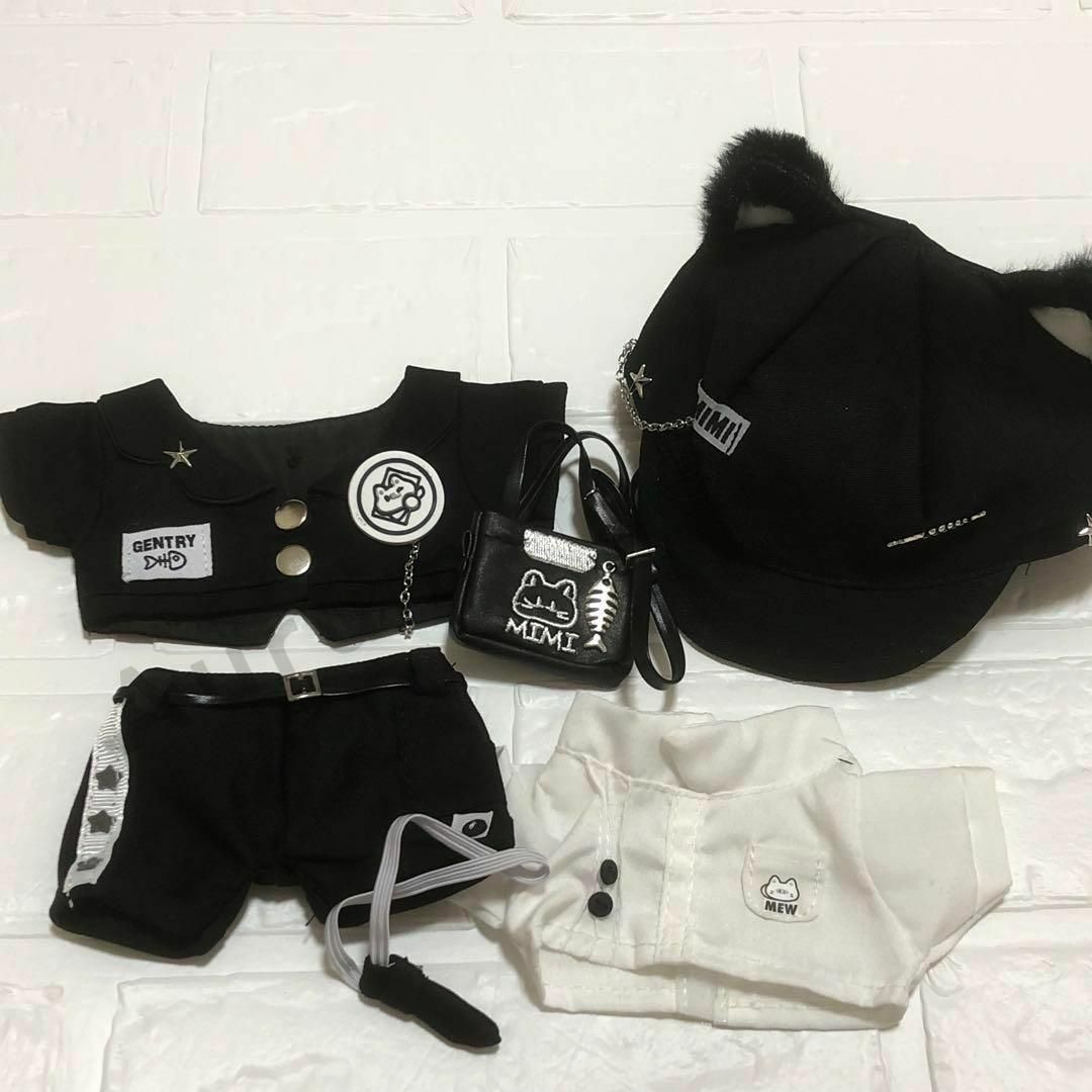 【ぬいぐるみ】無属性 20cm 骨なし 衣装 服 着せ替え 猫 黒 帽子 20cmぬい服】猫耳帽子のスーツコーデ 20cm着せ替えぬいぐるみ用