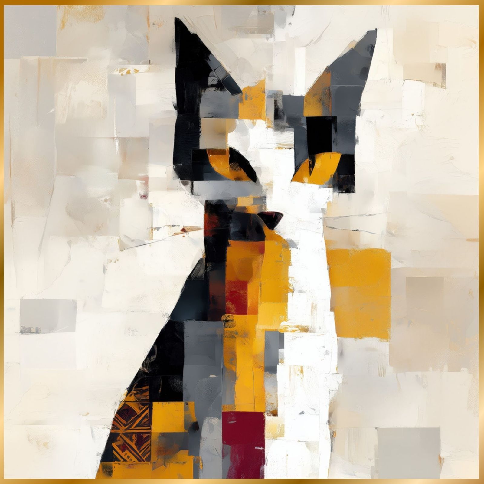 Color Symphony Minuet Cat ミヌエットキャット 幾何学 抽象画 アート モダン 北欧風 インテリア うちの子記念日 ペットロス アートポスター 猫の絵 猫のイラスト