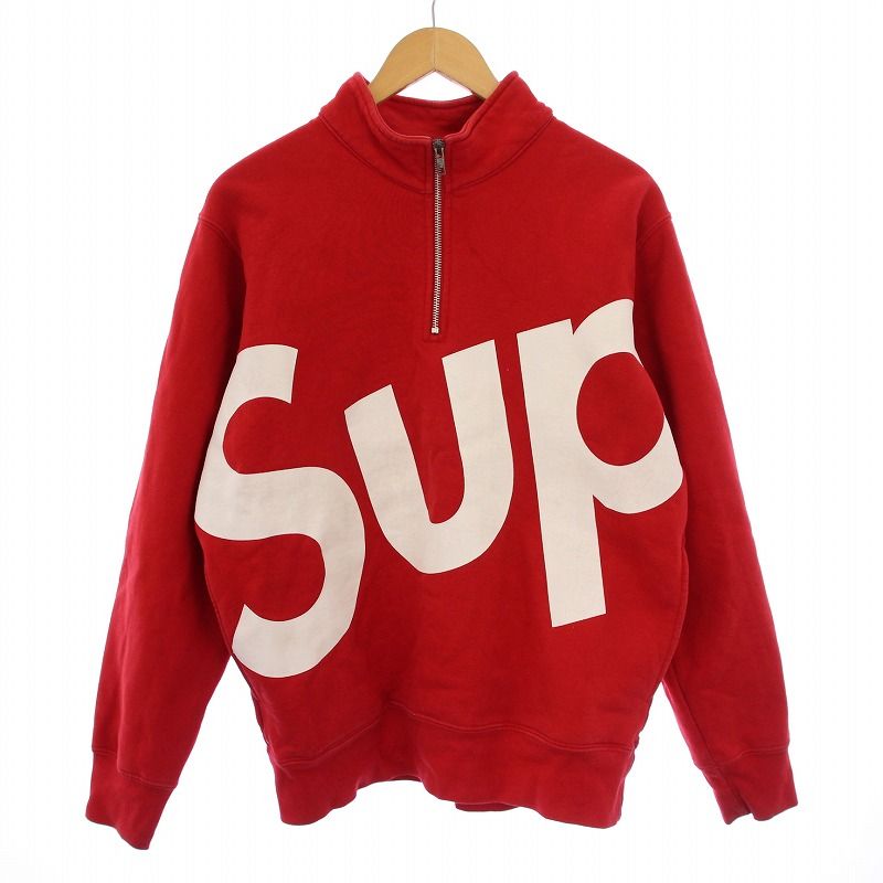 SUPプリント 赤 ハーフジップ トレーナー シュプリーム SUPREME 15AW Sup half zip pullover スウェット