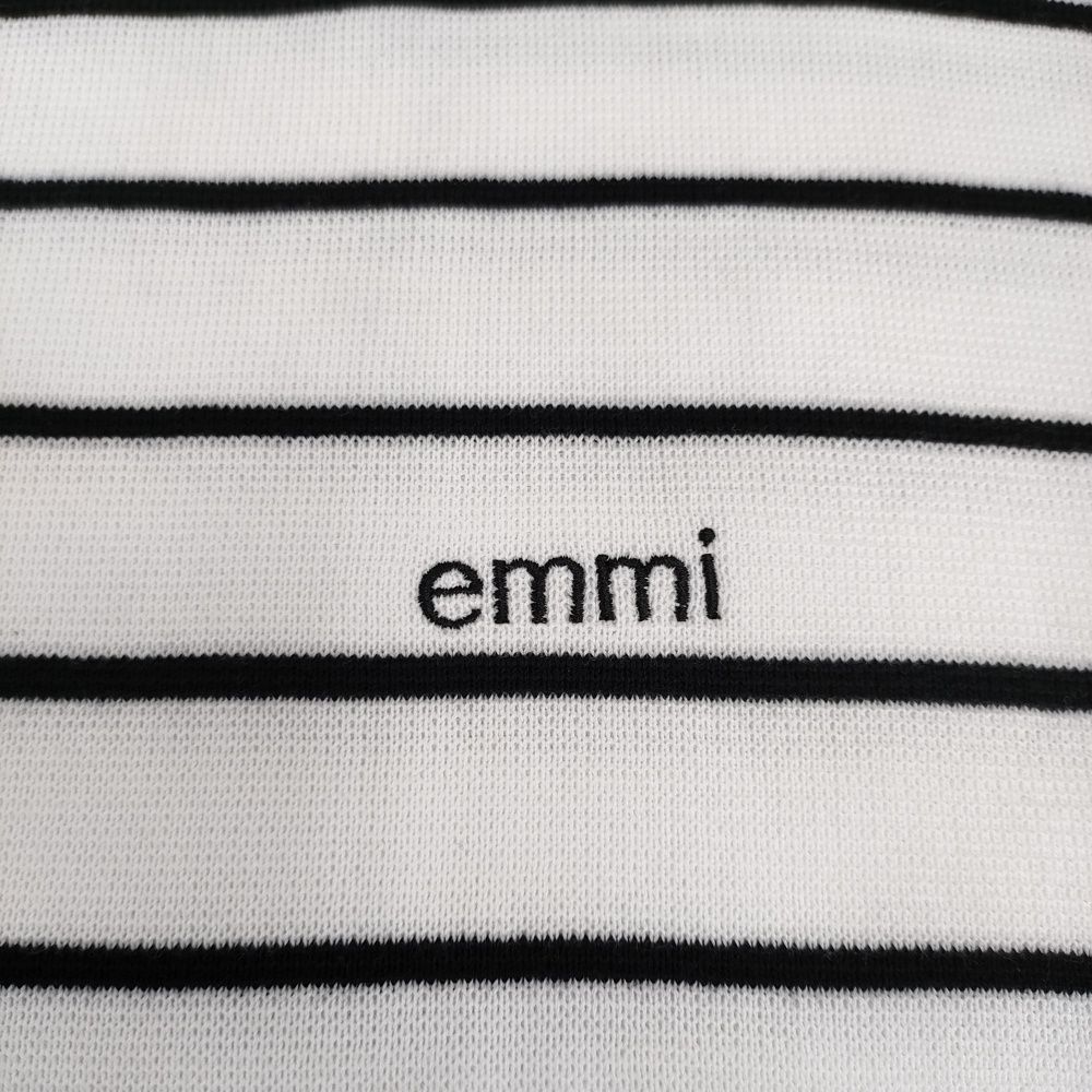 emmi エミ10周年プルオーバー　10thロゴミラノリブトップス　ボーダー emmi エミ10周年プルオーバー 10thロゴミラノリブトップス ボーダー