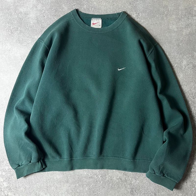 90s USA製 NIKE ワンポイント スモール スウォッシュ ロゴ刺繍 スウェット トレーナー M / 90年代 ナイキ アメリカ製 スウッシュ
