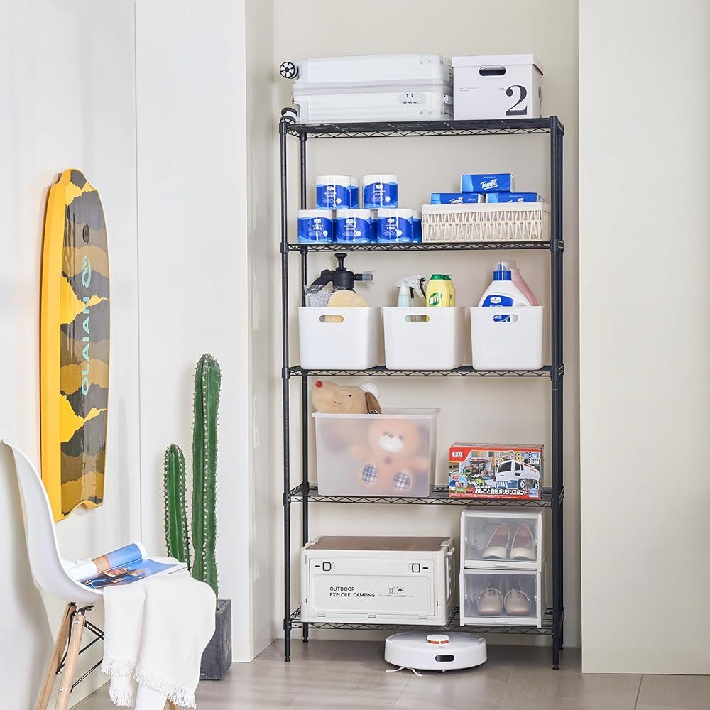 訳あり 外箱段ボールにキズ 汚れアリ 中身は です IZEUK スチールラック 5段 防錆加工 幅90×奥行35×高さ174cm アジャスター