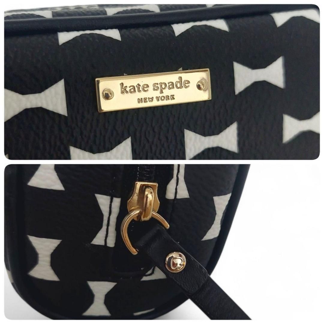 極美品 未使用級 kate spade ケイトスペード ポーチ コスメ リボン 黒 