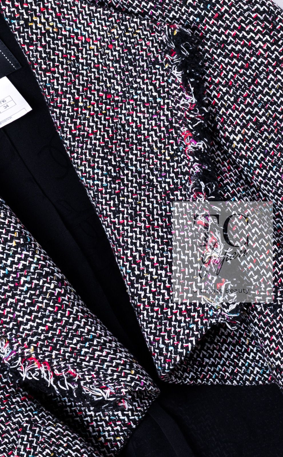 シャネル ジャケット CHANEL ブラック レッド マルチカラー