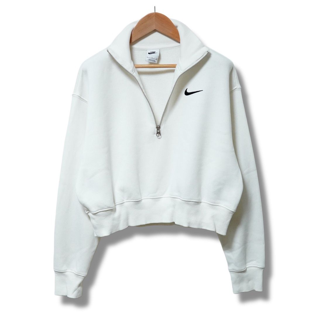【NIKE】 ナイキ ソロ スウッシュ ハーフジップ ナイキ クロップド丈 スウェット M-L相当 ホワイト 00s NIKE