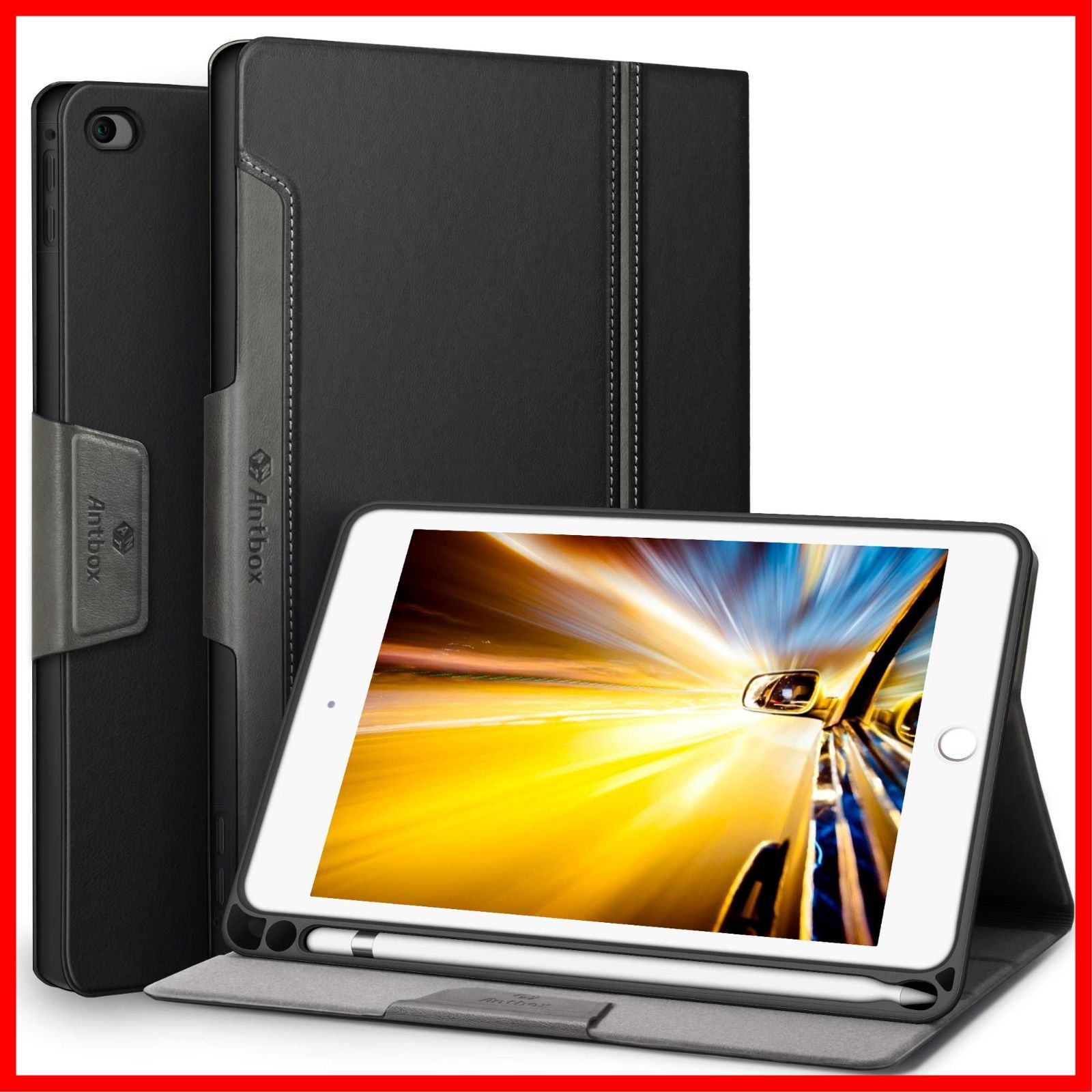 【特売】Antbox iPad Mini 5/4 ケース Apple Pencilホルダー付き 高級PUレザー 7.9インチタブレットケースカバー オートスリープ＆スタンド機能付き 全面保護 防衝撃デザイン ipad Mini5/4 スマートケース