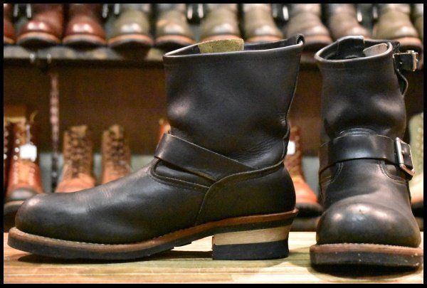 9D 08年 レッドウィング 8182 ショート エンジニア 黒 ブラックハーネス スチールトゥ ブーツ redwing 2976 HOPESMORE FI342