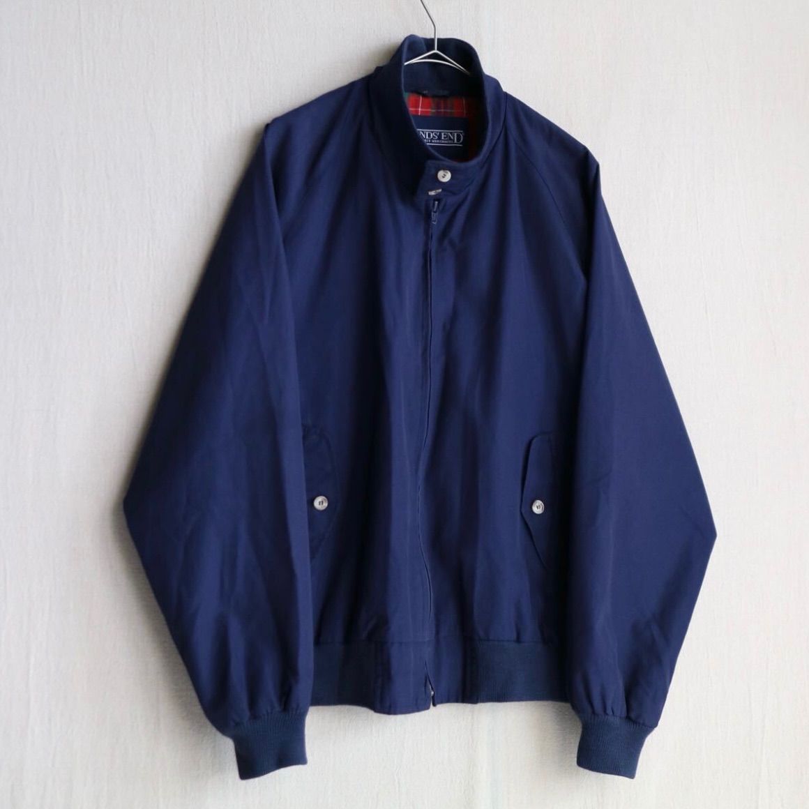 LANDS' END　ランズエンド　ウール　ハリントンジャケット　ネイビー　L 90s LANDS' END ハリントン ジャケット / L ポリ コットン ネイビー