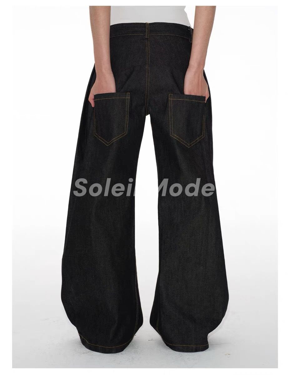 JCAESAR DENIMSローライズ ワイドレッグパンツ 生デニムジーンズ JCAESAR DENIMSローライズ ワイドレッグパンツ 生デニムジーンズ