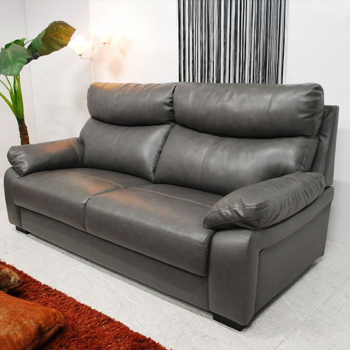 アウトレット 現品限り 一部送料無料 ♥ ラグジュアリー 3P 3人掛け 背もたれ脱着式 ソファー トップスキン 本革 グレー系 200210-9231-3p