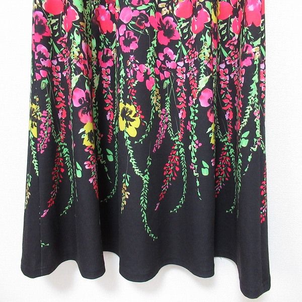 美品 スーパービューティー 花総柄 バラビジュー ノースリーブワンピース 40 美品 スーパービューティー 花総柄 バラビジュー ノースリーブ