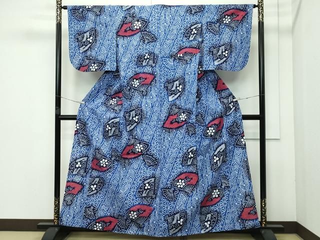 平和屋着物 上 夏物 浴衣 有松鳴海絞り 扇面花文 綿 CZAA3595s5