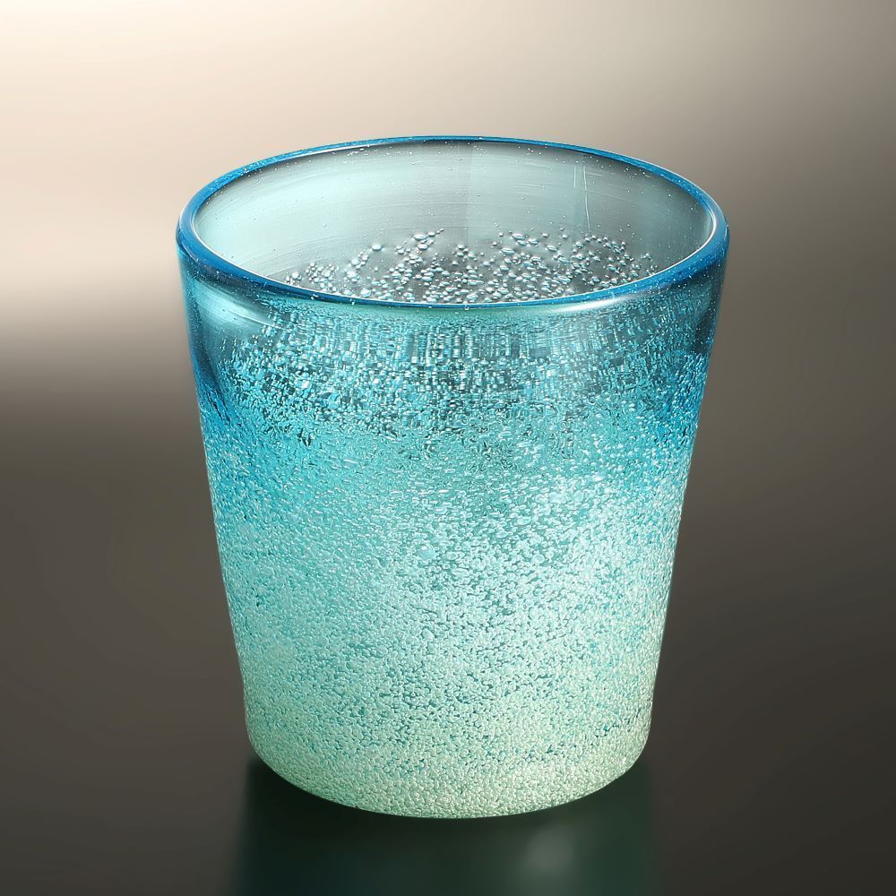 琉球ガラス ＜縁取り泡ロックグラス スカイ＞ - メルカリ