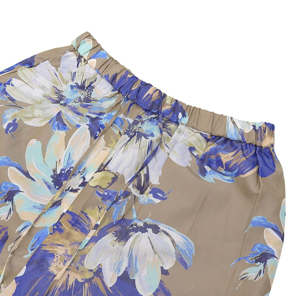 サテン ワイドパンツ