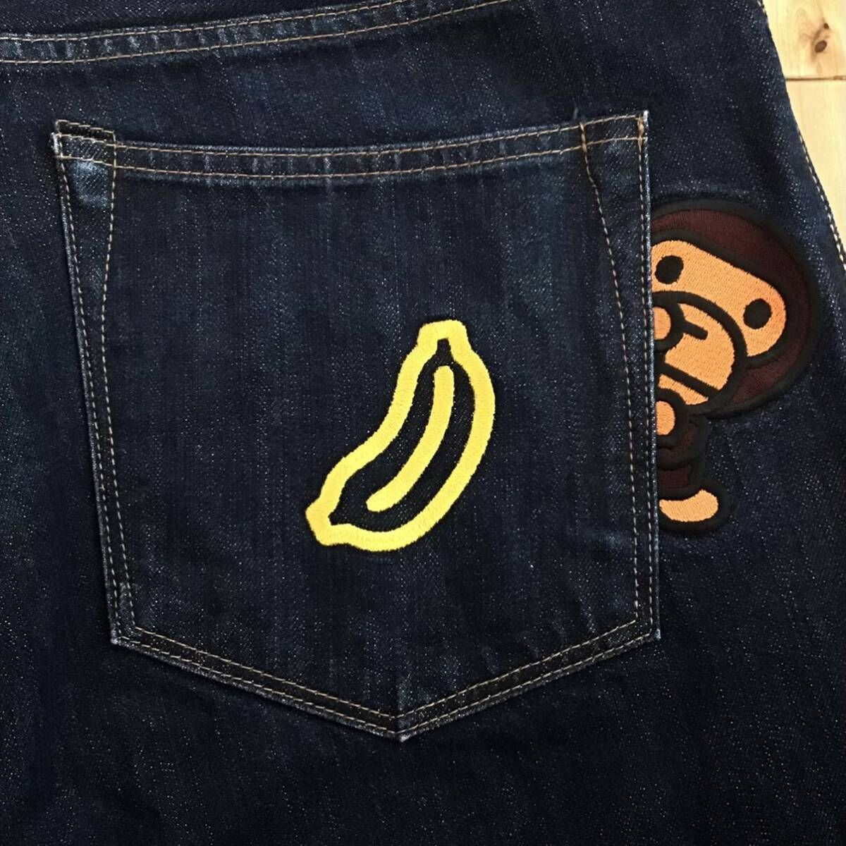 ☆XL☆ Milo 刺繍 デニム ハーフパンツ a bathing ape BAPE Denim 