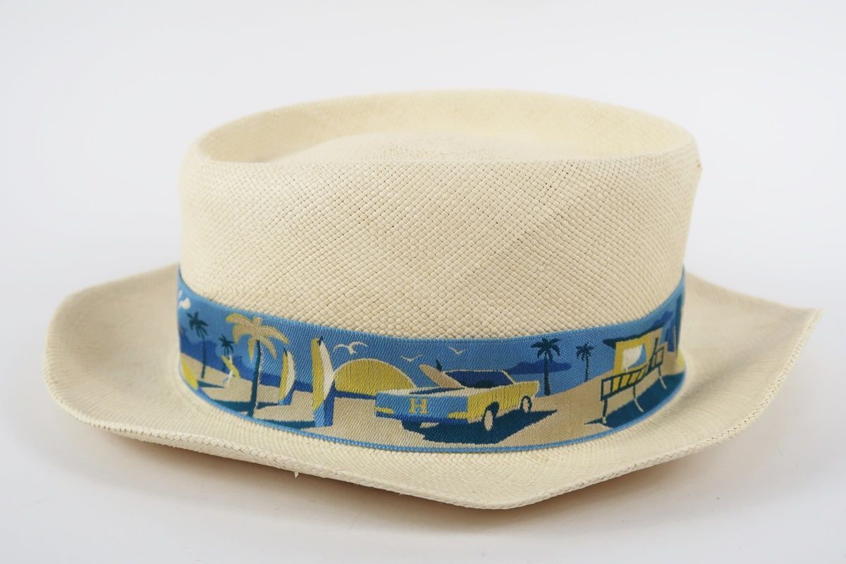 エルメスストローハット57 美品】HERMES エルメス ハット ストロー 帽子 57 服飾雑貨 小物