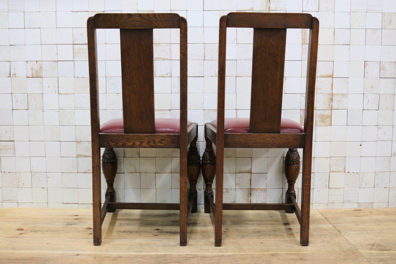 イギリス アンティーク 家具 ダイニングチェア 2脚セット 英国 4674e