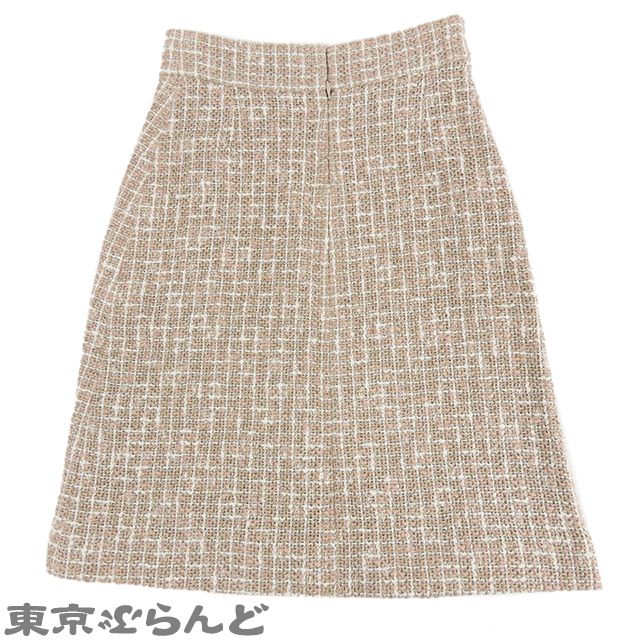 シャネル　ツイード　ミニスカート　38 ベージュ　美品 CHANEL シャネル スカート ベージュ マルーン レッド マルチ