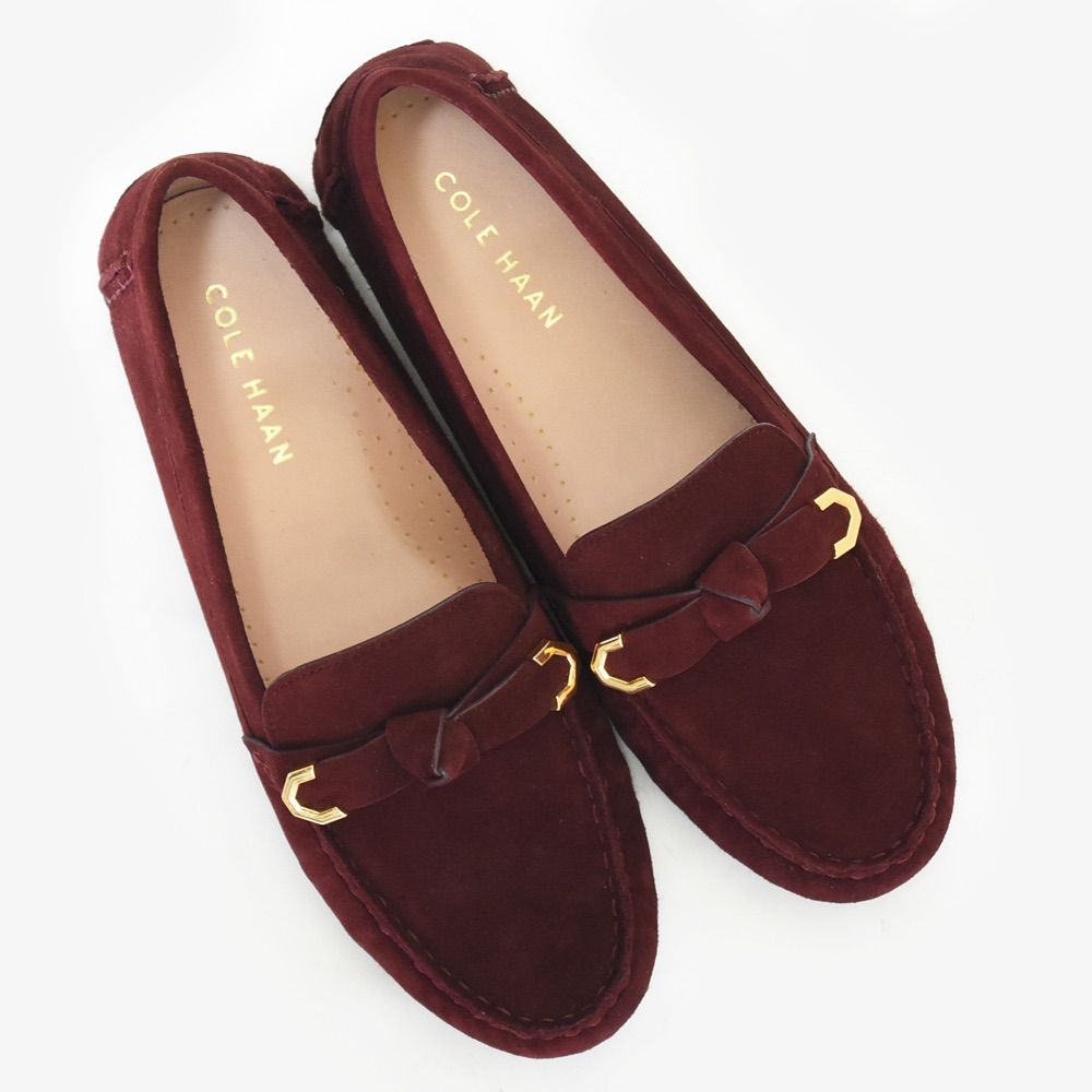 ♥ COLE HAAN コールハーン ドライビングシューズ シューズ ローファー パンプス スエード ブラッドストーン えんじ色 24.5cm W29118
