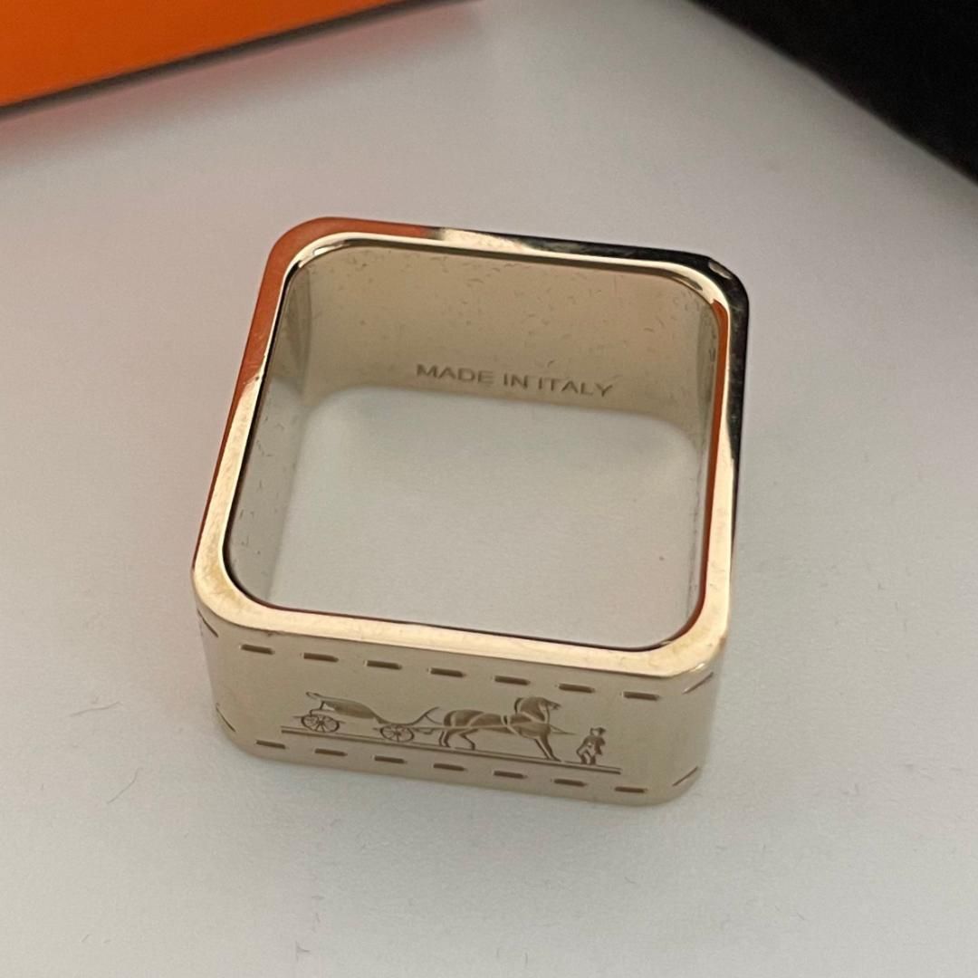 HERMES エルメス スカーフリング ボルデュック 馬車柄 スクエア