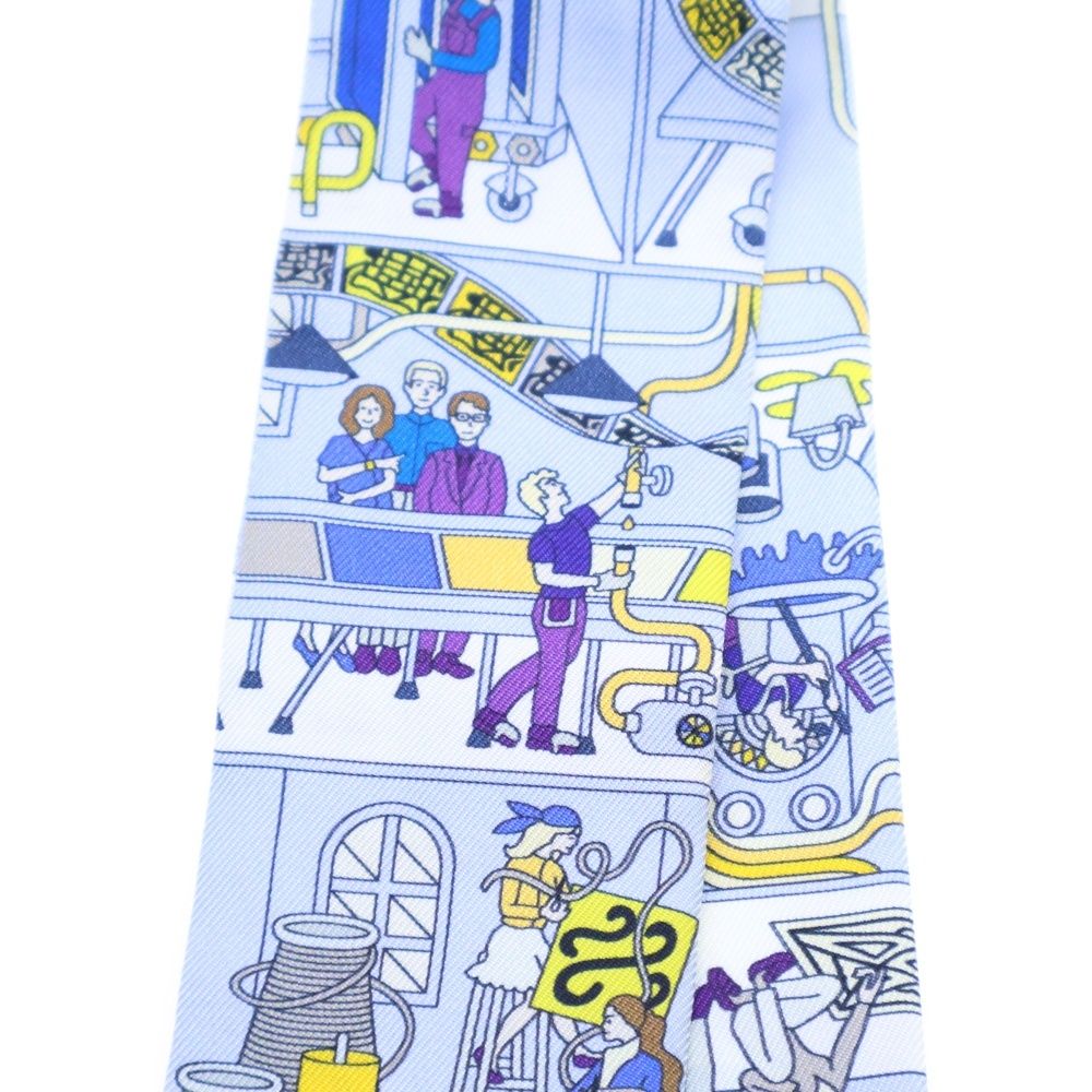 HERMES (エルメス) ツイリー メゾンカレ スカーフ 紫/シルク ブルー  