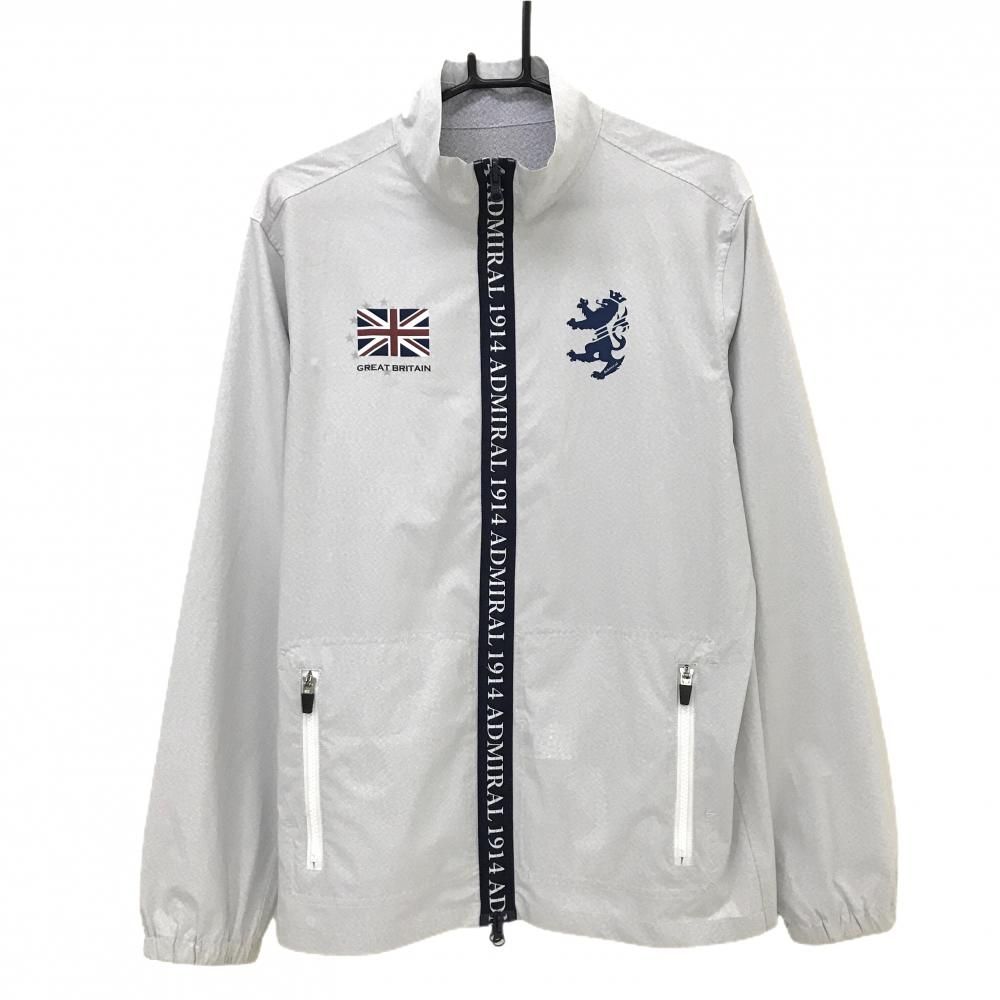 アドミラル リバーシブルジャケット 白×ライトグレー 総柄 ロゴ 薄手  メンズ LL ゴルフウェア Admiral