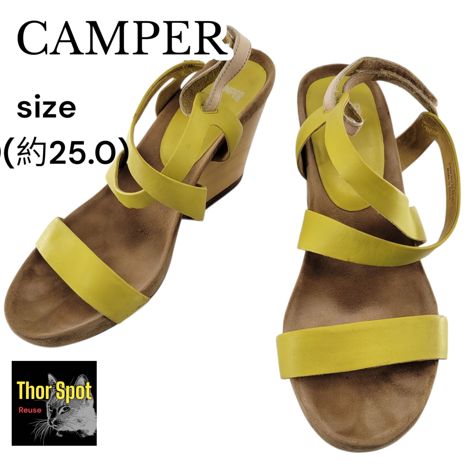 【新品】Camper クシュクロスサンダル　イエロー CAMPER カンペール サンダル ヒール クロスストラップ マジック