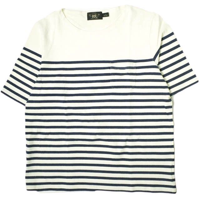 RRL ダブルアールエル BOATNECK JERSEY マリンボーダーボートネックTシャツ L WHITE/NAVY Double RL 半袖 トップス g17203