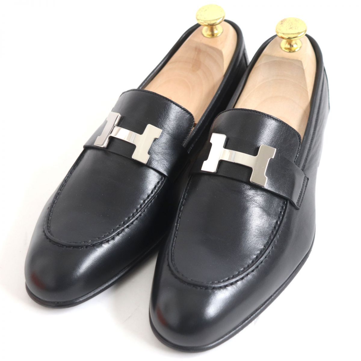 美品 HERMES エルメス コンスタンス Hロゴ ブラック ローファー 紳士