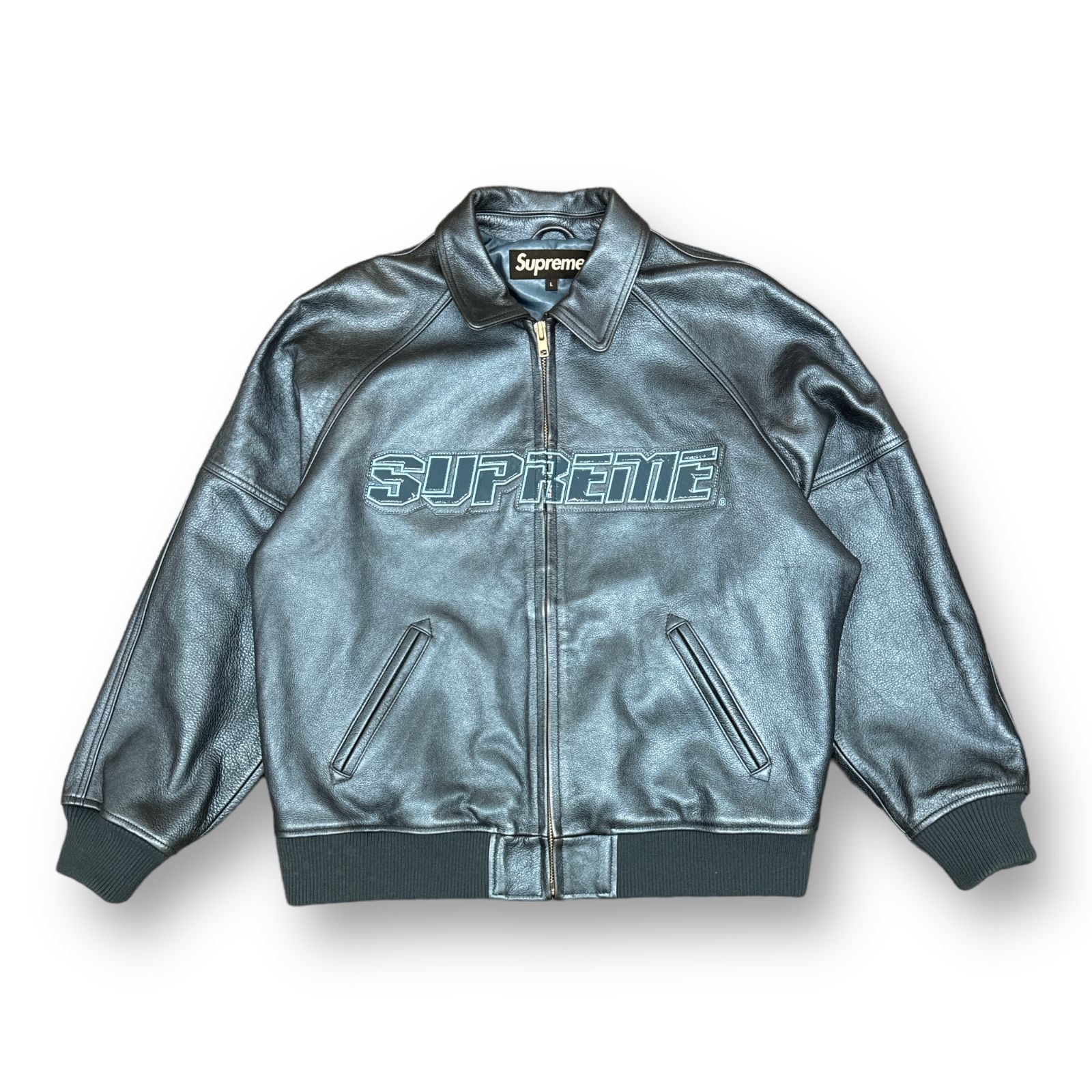 国内正規 Supreme 22SS Silver Surfer Leather Varsity Jacket 